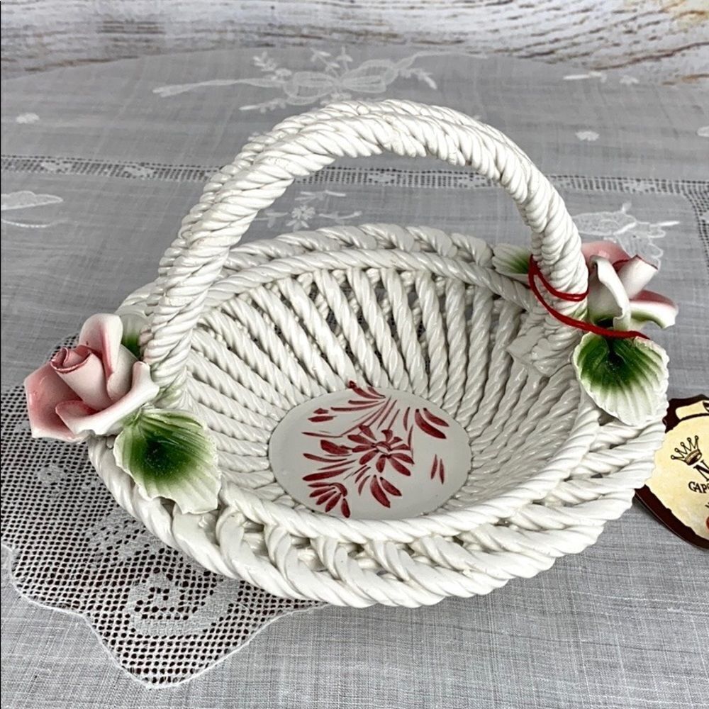 Vintage Capodimonte Porcelain Basket